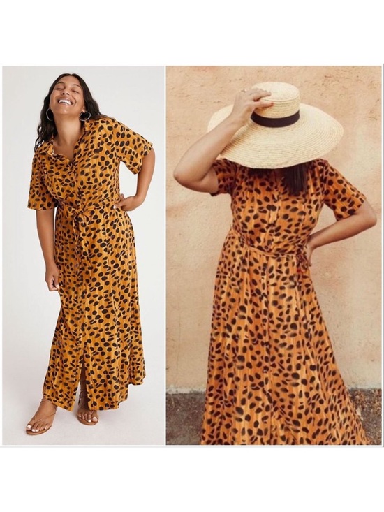 Anthro Porridge Vianne Maxi Shirtdress in Leopard Sz 2 - Picture 5 of 12